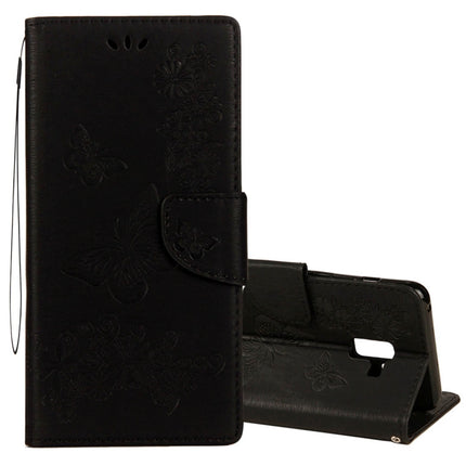 For Galaxy A8+ (2018) Vintage Embossed Floral Butterfly Pattern Horizontal Flip Leather Case with Card Slot & Holder & Wallet & Lanyard, For Galaxy A8+ (2018)