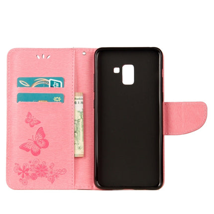 For Galaxy A8+ (2018) Vintage Embossed Floral Butterfly Pattern Horizontal Flip Leather Case with Card Slot & Holder & Wallet & Lanyard, For Galaxy A8+ (2018)