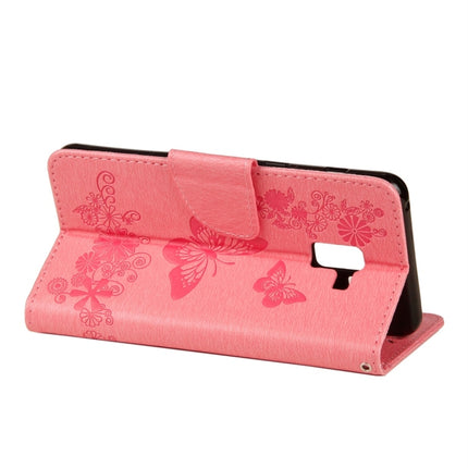 For Galaxy A8+ (2018) Vintage Embossed Floral Butterfly Pattern Horizontal Flip Leather Case with Card Slot & Holder & Wallet & Lanyard, For Galaxy A8+ (2018)