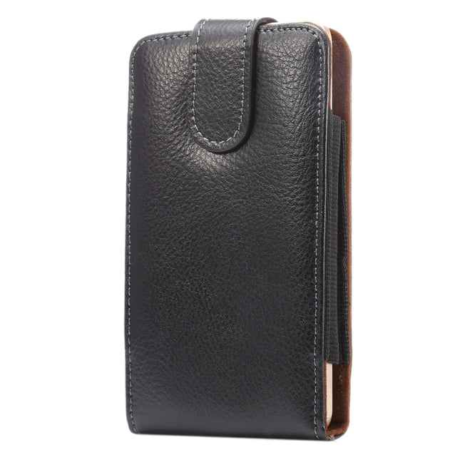 5.5 inch Litchi Texture Vertical Flip Upright Genuine Leather Case / Waist Bag with Rotatable Back Splint for Huawei P9 Plus & Honor 7i & Honor 6 Plus, Galaxy Note 3 & Note 2, etc