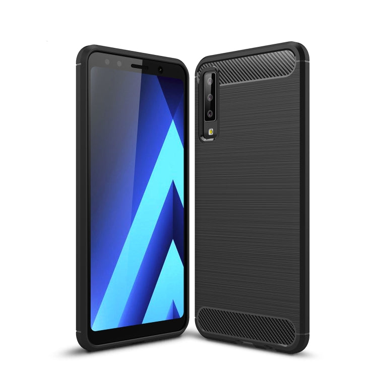 For Galaxy A7 (2018) / A750 Brushed Carbon Fiber Texture TPU Shockproof Anti-slip Soft Protective Back Cover Case, For Galaxy A7 (2018), Galaxy A7 (2018)