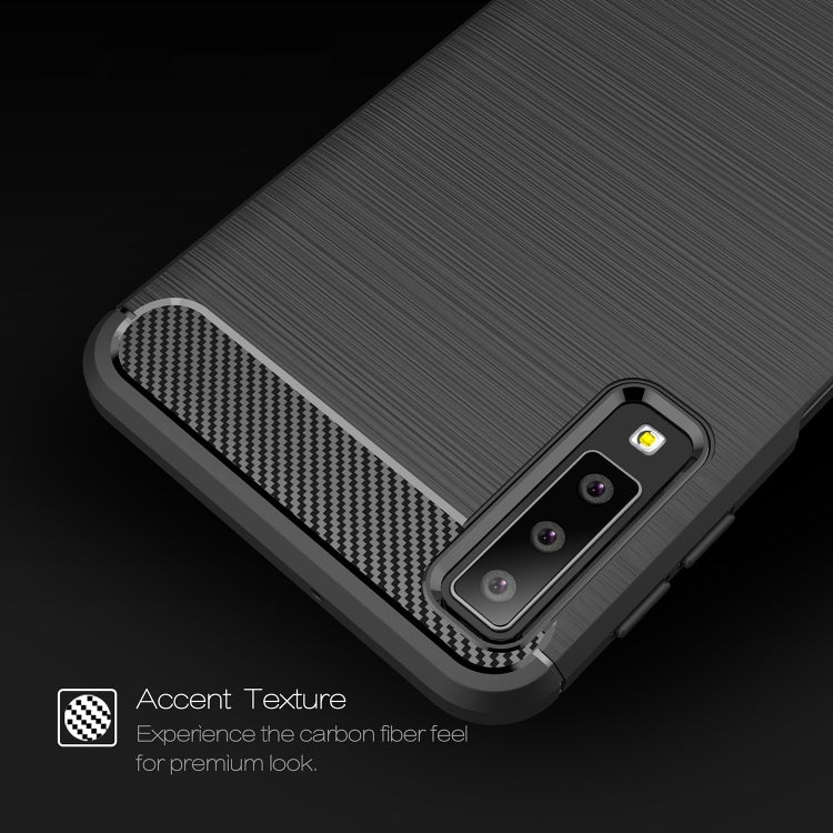 Für Galaxy A7 (2018) / A750, gebürstete Kohlefaserstruktur, TPU, stoßfeste, rutschfeste, weiche Schutzhülle auf der Rückseite, für Galaxy A7 (2018), Galaxy A7 (2018)