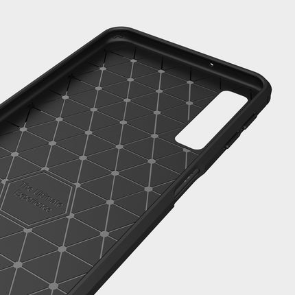 Für Galaxy A7 (2018) / A750, gebürstete Kohlefaserstruktur, TPU, stoßfeste, rutschfeste, weiche Schutzhülle auf der Rückseite, für Galaxy A7 (2018), Galaxy A7 (2018)