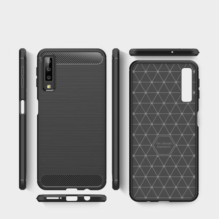 Für Galaxy A7 (2018) / A750, gebürstete Kohlefaserstruktur, TPU, stoßfeste, rutschfeste, weiche Schutzhülle auf der Rückseite, für Galaxy A7 (2018), Galaxy A7 (2018)