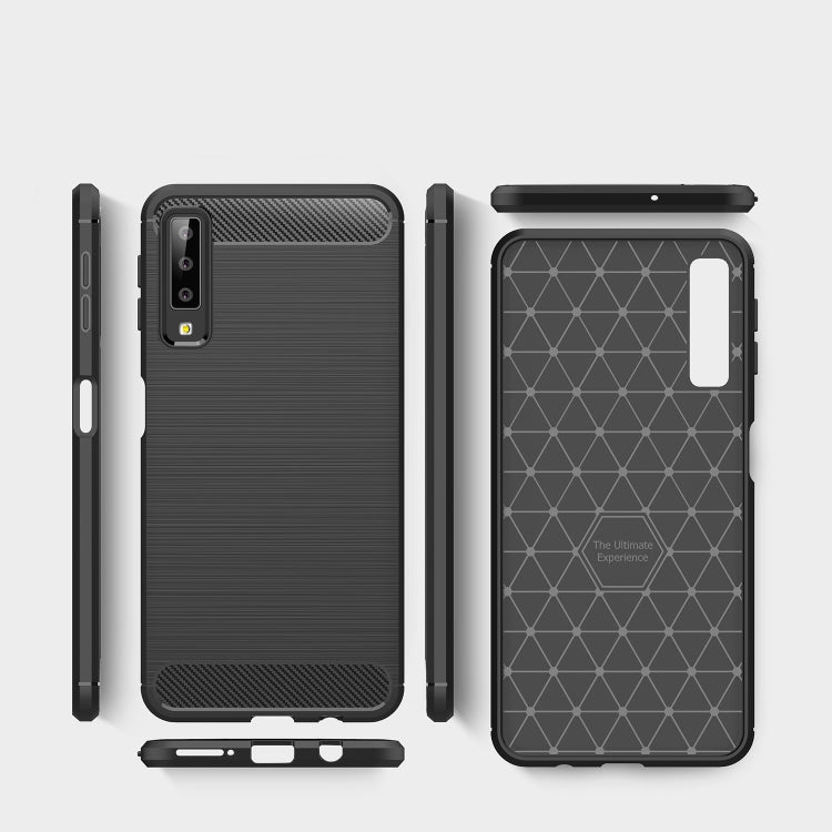 Für Galaxy A7 (2018) / A750, gebürstete Kohlefaserstruktur, TPU, stoßfeste, rutschfeste, weiche Schutzhülle auf der Rückseite, für Galaxy A7 (2018), Galaxy A7 (2018)