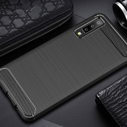 Für Galaxy A7 (2018) / A750, gebürstete Kohlefaserstruktur, TPU, stoßfeste, rutschfeste, weiche Schutzhülle auf der Rückseite, für Galaxy A7 (2018), Galaxy A7 (2018)