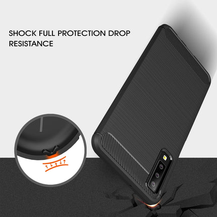 Funda protectora trasera suave antideslizante a prueba de golpes de TPU con textura de fibra de carbono cepillada para Galaxy A7 (2018) / A750, para Galaxy A7 (2018), Galaxy A7 (2018)