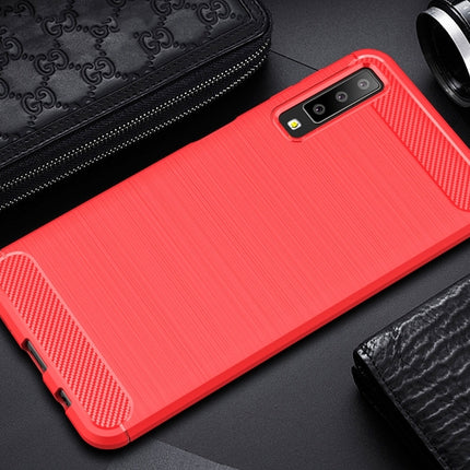 Funda protectora trasera suave antideslizante a prueba de golpes de TPU con textura de fibra de carbono cepillada para Galaxy A7 (2018) / A750, para Galaxy A7 (2018), Galaxy A7 (2018)