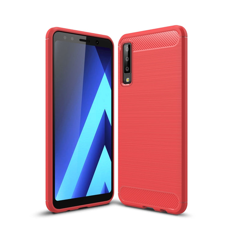 Für Galaxy A7 (2018) / A750, gebürstete Kohlefaserstruktur, TPU, stoßfeste, rutschfeste, weiche Schutzhülle auf der Rückseite, für Galaxy A7 (2018), Galaxy A7 (2018)