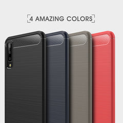 Für Galaxy A7 (2018) / A750, gebürstete Kohlefaserstruktur, TPU, stoßfeste, rutschfeste, weiche Schutzhülle auf der Rückseite, für Galaxy A7 (2018), Galaxy A7 (2018)