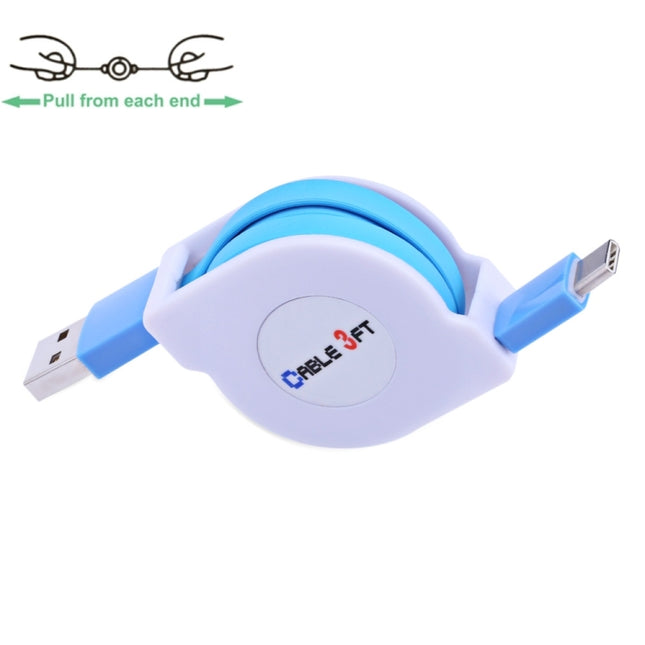 1m 2A 110 Copper Core Wires Retractable USB-C / Type-C to USB Data Sync Charging Cable