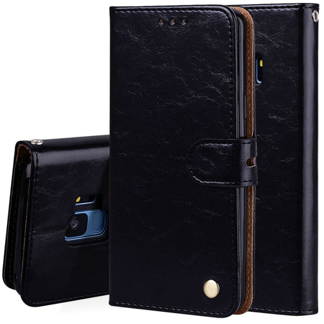For Galaxy S9 Oil Wax Texture Horizontal Flip Leather Case with Holder & Card Slots & Wallet