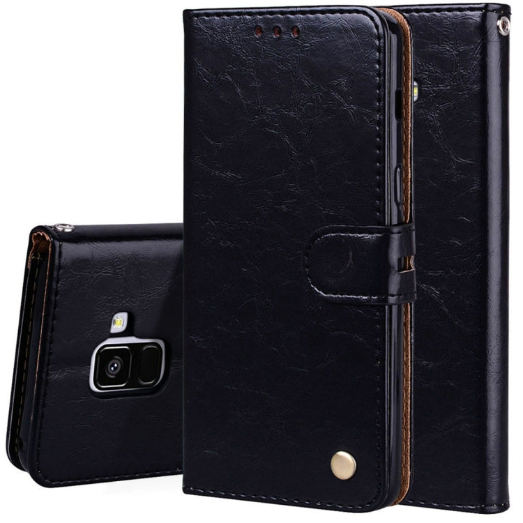 Für Galaxy A8 (2018) Business Style Ölwachstextur Horizontal Flip Ledertasche mit Halter &amp; Kartenfächern &amp; Geldbörse, Für Galaxy A8 (2018)