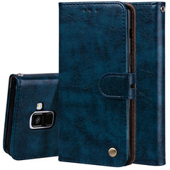 For Galaxy A8 (2018) Business Style Oil Wax Texture Horizontal Flip Leather Case with Holder & Card Slots & Wallet, For Galaxy A8 (2018)