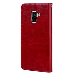 Für Galaxy A8 (2018) Business Style Ölwachstextur Horizontal Flip Ledertasche mit Halter &amp; Kartenfächern &amp; Geldbörse, Für Galaxy A8 (2018)