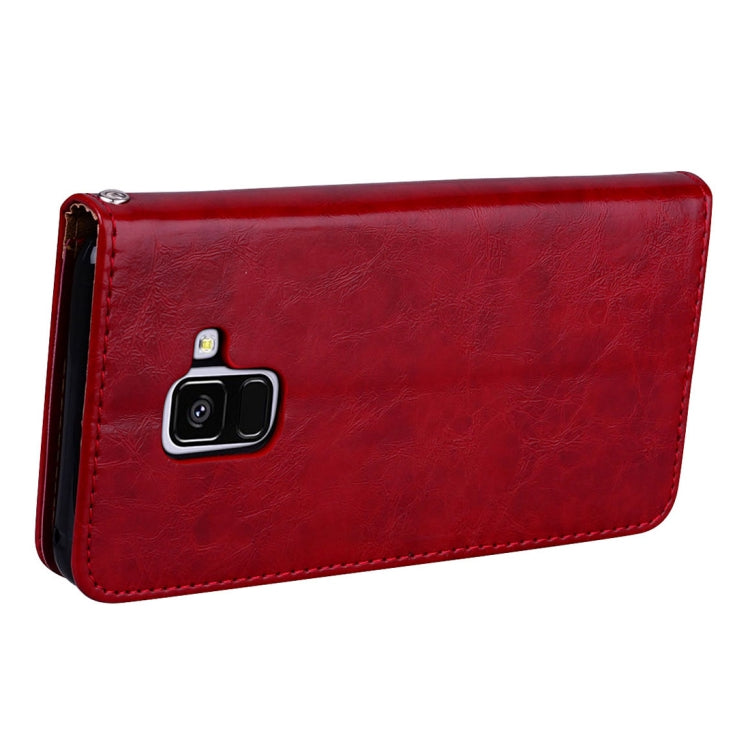 Für Galaxy A8 (2018) Business Style Ölwachstextur Horizontal Flip Ledertasche mit Halter &amp; Kartenfächern &amp; Geldbörse, Für Galaxy A8 (2018)