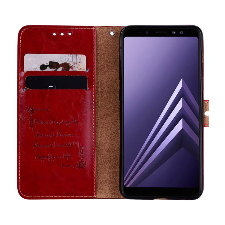 Für Galaxy A8 (2018) Business Style Ölwachstextur Horizontal Flip Ledertasche mit Halter &amp; Kartenfächern &amp; Geldbörse, Für Galaxy A8 (2018)