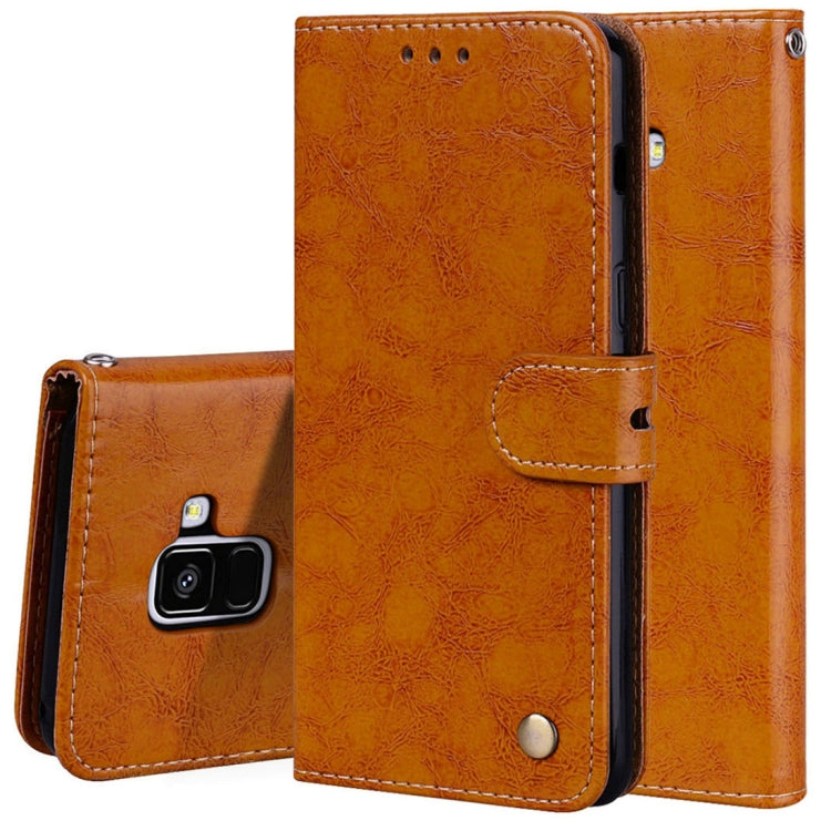 Für Galaxy A8 (2018) Business Style Ölwachstextur Horizontal Flip Ledertasche mit Halter &amp; Kartenfächern &amp; Geldbörse, Für Galaxy A8 (2018)