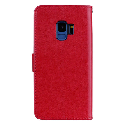 Para Galaxy S9 Funda de cuero PU con tapa horizontal con relieve en rosa, con soporte, ranuras para tarjetas y billetera, para Samsung Galaxy S9, para Galaxy S9