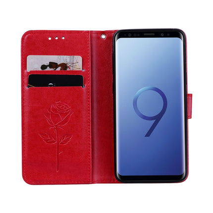 Para Galaxy S9 Funda de cuero PU con tapa horizontal con relieve en rosa, con soporte, ranuras para tarjetas y billetera, para Samsung Galaxy S9, para Galaxy S9