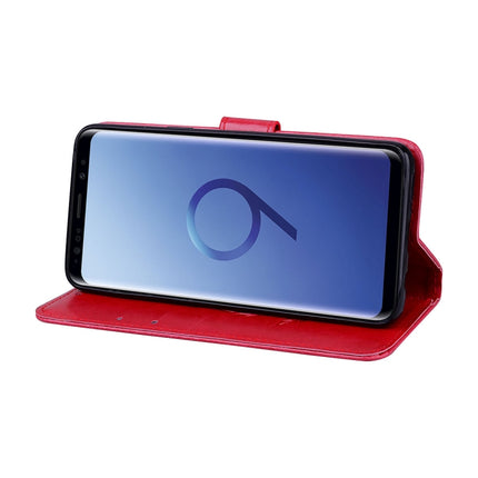 Para Galaxy S9 Funda de cuero PU con tapa horizontal con relieve en rosa, con soporte, ranuras para tarjetas y billetera, para Samsung Galaxy S9, para Galaxy S9