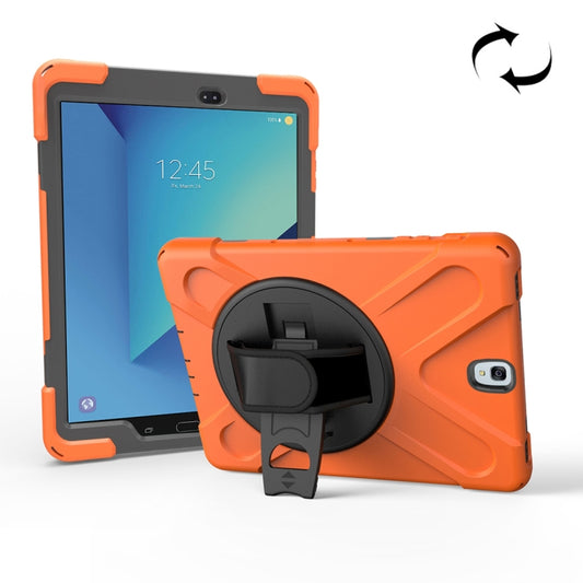 Für Galaxy Tab S3 9,7 Zoll T820, 360 Grad drehbar, PC + Silikon-Schutzhülle mit Halterung und Handschlaufe, für Galaxy Tab S3 9,7 Zoll T820