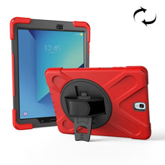 For Galaxy Tab S3 9.7 inch T820 360 Degree Rotation PC + Silicone Protective Case with Holder & Hand-strap, For Galaxy Tab S3 9.7 inch T820