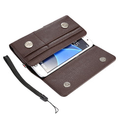 Universal Litchi Texture Vertical Flip Thwartwise PU Leather Case / Waist Bag with Back Splint & Card Slots & 15cm Lanyard for Galaxy S7 Edge & S7 & S6 Edge & S6, Huawei P9 & P9 Lite & P9 Plus & Sony Xperia Z5, Xiaomi Redmi 4, Size: 15.5 x 8 x 1.8 cm