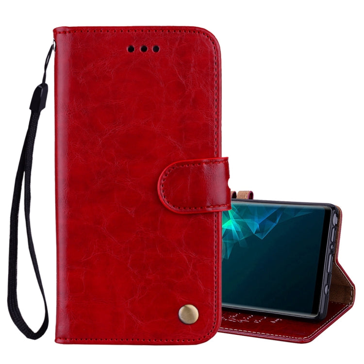 Business Style Oil Wax Texture Horizontal Flip Leather Case, with Holder & Card Slots & Wallet For Galaxy Note9