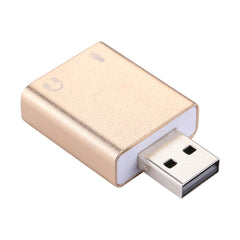 Aluminum Shell 3.5mm Jack External USB Sound Card HIFI Magic Voice 7.1 Channel Adapter Free Drive for Computer, Desktop, Speakers, Headset, Microphone, Aluminum 7.1 Channel Gold