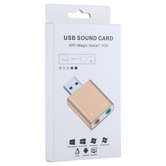 Aluminum Shell 3.5mm Jack External USB Sound Card HIFI Magic Voice 7.1 Channel Adapter Free Drive for Computer, Desktop, Speakers, Headset, Microphone, Aluminum 7.1 Channel Gold