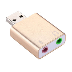 Aluminum Shell 3.5mm Jack External USB Sound Card HIFI Magic Voice 7.1 Channel Adapter Free Drive for Computer, Desktop, Speakers, Headset, Microphone, Aluminum 7.1 Channel Gold