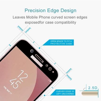 For Galaxy J7 (2017) (EU Version) 0.26mm 9H Surface Hardness 2.5D Curved Silk-screen Full Screen Tempered Glass Screen Protector