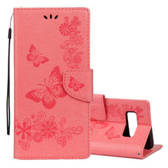 For Galaxy Note 8 Pressed Flowers Butterfly Pattern Horizontal Flip Leather Case with Holder & Card Slots & Wallet & Lanyard, For Galaxy Note 8