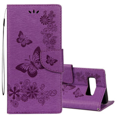 For Galaxy Note 8 Pressed Flowers Butterfly Pattern Horizontal Flip Leather Case with Holder & Card Slots & Wallet & Lanyard, For Galaxy Note 8