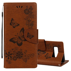 For Galaxy Note 8 Pressed Flowers Butterfly Pattern Horizontal Flip Leather Case with Holder & Card Slots & Wallet & Lanyard, For Galaxy Note 8