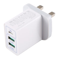 3A Max Output USB-PD + Dual QC3.0 USB Ports Travel Fast Charger, UK Plug, UK Plug