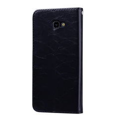 Business Style Oil Wax Texture Horizontal Flip Leather Case for Galaxy J4+, with Holder & Card Slots & Wallet