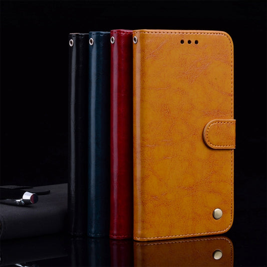 Business Style Oil Wax Texture Horizontal Flip Leather Case for Galaxy J4+, with Holder & Card Slots & Wallet, For Galaxy J4+