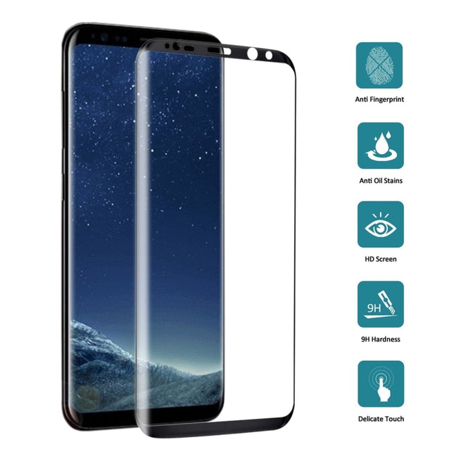 For Galaxy S8 / G9500 0.3mm 9H Surface Hardness 3D Curved Surface Silk-screen Full Screen Tempered Glass Screen Protector