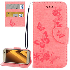 For Galaxy A3 (2017) / A320 Butterflies Embossing Horizontal Flip Leather Case with Holder & Card Slots & Wallet & Lanyard, For Samsung Galaxy A3 (2017) / A320