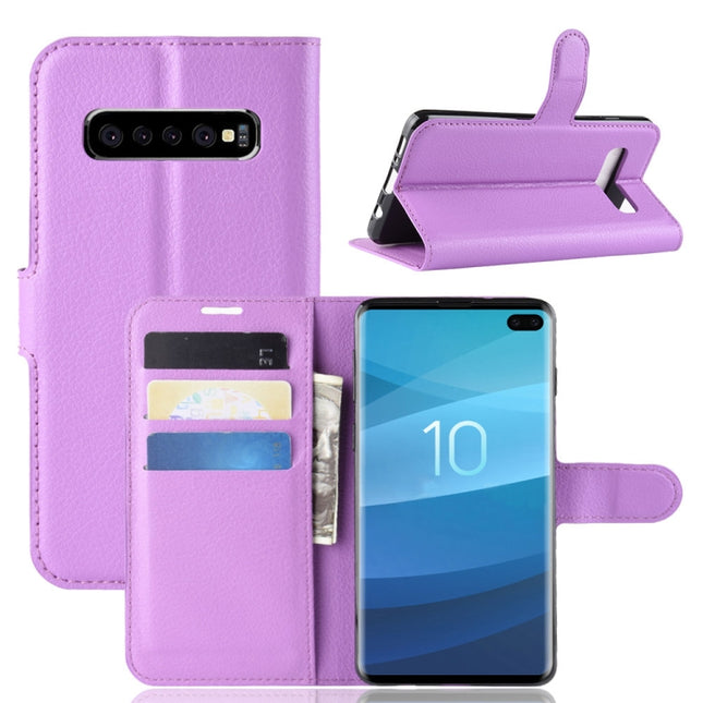 Funda de cuero con tapa horizontal con textura de lichi para Galaxy S10, con billetera, soporte y ranuras para tarjetas, para Galaxy S10, Galaxy S10