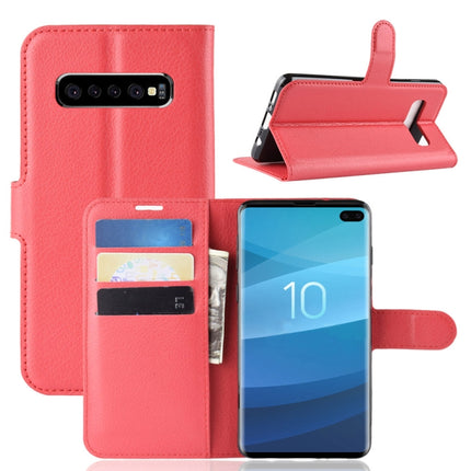 Funda de cuero con tapa horizontal con textura de lichi para Galaxy S10, con billetera, soporte y ranuras para tarjetas, para Galaxy S10, Galaxy S10