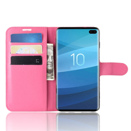 Funda de cuero con tapa horizontal con textura de lichi para Galaxy S10, con billetera, soporte y ranuras para tarjetas, para Galaxy S10, Galaxy S10