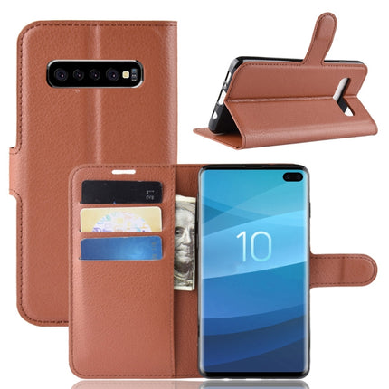 Funda de cuero con tapa horizontal con textura de lichi para Galaxy S10, con billetera, soporte y ranuras para tarjetas, para Galaxy S10, Galaxy S10