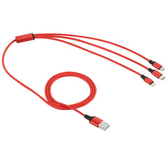 2A 1.2m 3 in 1 USB to 8 Pin & USB-C / Type-C & Micro USB Nylon Weave Charging Cable