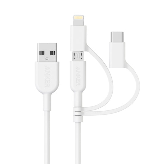 Cable de datos con certificación MFI ANKER 3 en 1 con interfaz de 8 pines + micro USB + USB-C/tipo C