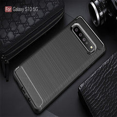 Brushed Texture Carbon Fiber TPU Case for Galaxy S10 5G, For Galaxy S10 5G, For Samsung Galaxy S10 5G