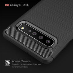 Brushed Texture Carbon Fiber TPU Case for Galaxy S10 5G, For Galaxy S10 5G, For Samsung Galaxy S10 5G