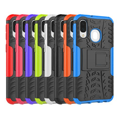 Shockproof  PC + TPU Tire Pattern Case for Galaxy A40, with Holder